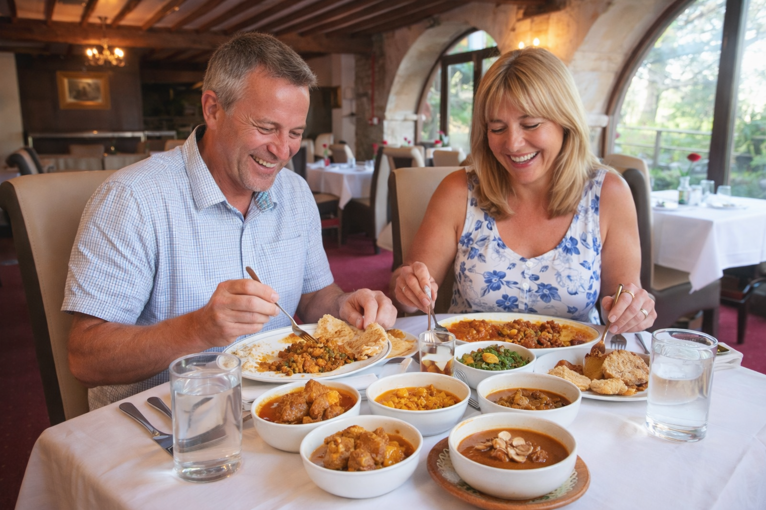enjoying sri lankan feast